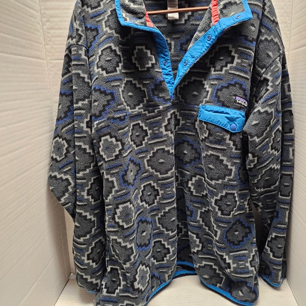 Mens Patagonia Synchilla Aztec Fleece Snap Button Pullover Women Gray Unisex XXL - Picture 15 of 16